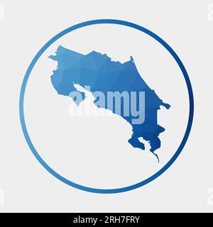 Costa Rica icon. Polygonal map of the country in gradient ring. Round low poly Costa Rica sign. Vector illustration. Stock Vector