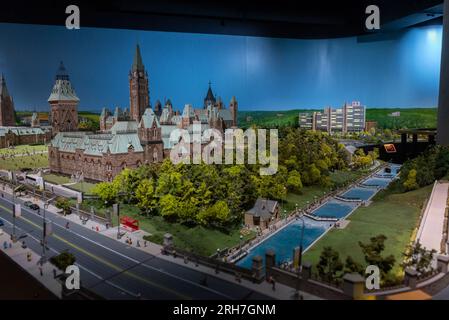 Toronto, ON, Canada - June 4, 2023: View of a small exhibit on a miniature landmark of Canada's famous places at Little Petite Canada Stock Photo