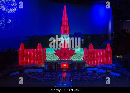 Toronto, ON, Canada - June 4, 2023: View of the Houses of Parliament in Ottawa on a miniature landmark of Canada's famous places at Little Petite Cana Stock Photo