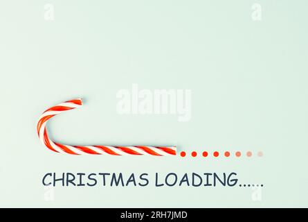Candy cane loading bar for christmas, seasonal holidays, xmas greeting card, copy space Stock Photo