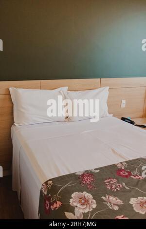 view from double bed in hotel room Stock Photo