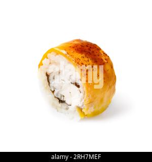 Sushi roll with cheese close-up, isolated on white background Stock Photo