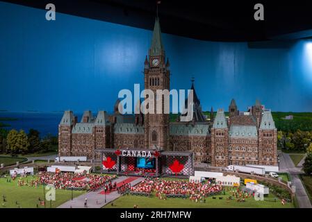 Toronto, ON, Canada - June 4, 2023: View of the Houses of Parliament in Ottawa on a miniature landmark of Canada's famous places at Little Petite Cana Stock Photo