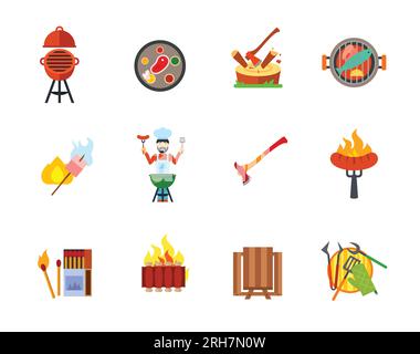 Outdoor party icon set Stock Vector