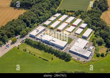 Aerial view, refugee shelter Overhammshof, Federal Office for Migration and Refugees, Fischlaken, Essen, Ruhr area, North Rhine-Westphalia, Germany Stock Photo