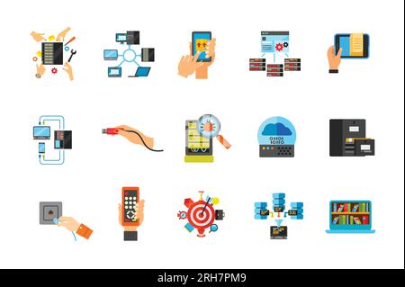 Network server icon set Stock Vector