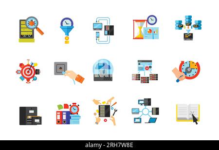 Computer networking icon set Stock Vector