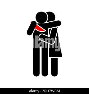 Changing wife. girl betrayed. Woman traitor with knife. Concept of sticking a knife in husband's back. Stock Vector