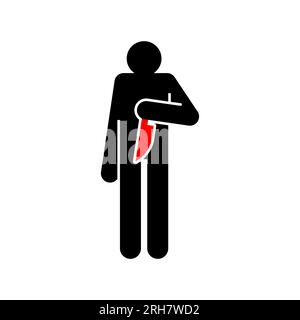 Traitor holds knife behind his back. Betrayal icon. Red prohibitory road sign. The concept of betrayal is a knife in the back. Stock Vector