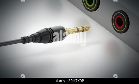 3.5 inch plug and jacks isolated on white background. 3D illustration. Stock Photo
