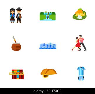 Argentina icon set Stock Vector