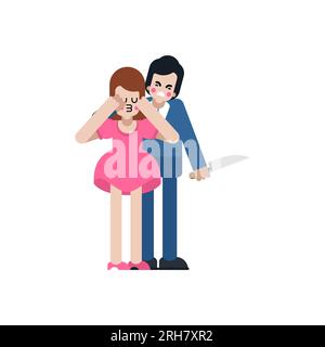 Changing husband. guy betrayed. Man traitor with knife. Concept of sticking a knife in wife's back. Stock Vector