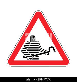 Attention Thief. Caution of Robber. Red triangular road sign. Stock Vector