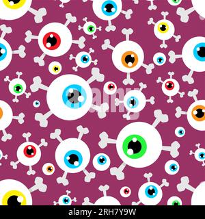 Eye and crossbones pattern seamless. Vector texture Stock Vector