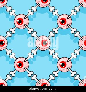 Eye and crossbones pattern seamless. Vector texture Stock Vector