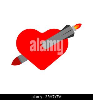 Rocket in heart. Explosion in love. Stock Vector
