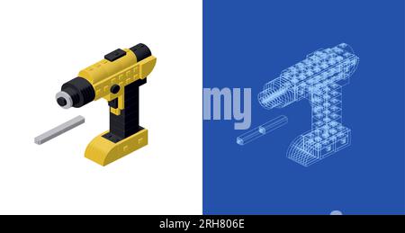 Screwdriver concept in isometric style for print and decoration. Vector illustration. Stock Vector