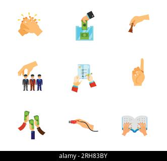 Hand gesture icon set Stock Vector