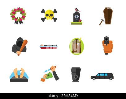 Funeral icon set Stock Vector
