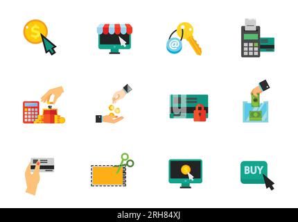 Shopping and sales icon set Stock Vector