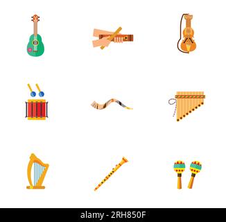 Musical instruments icon set Stock Vector