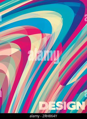 Artistic design background with twirl stripes. Vector graphic pattern. CMYK colors Stock Vector