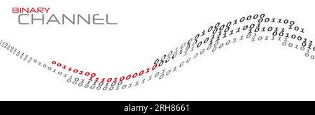 Binary channel with black and red ones and zeros. Digital data flow. Vector graphics Stock Vector