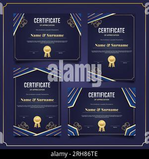 Collection of Elegant Certificate Templates with Luxury Ornaments Stock Vector