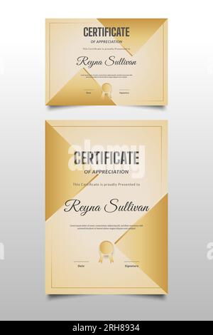 Gold Certificate Template with Elegant Design Stock Vector