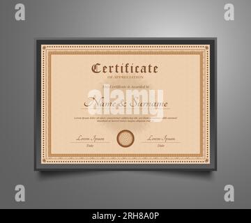 Certificate Template with Old Classic Style Stock Vector