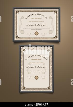 Certificate Template with Old Classic Style and Ornamental Frame Stock Vector
