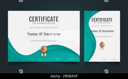 Modern Certificate Template with Wavy Paper Cut Stock Vector
