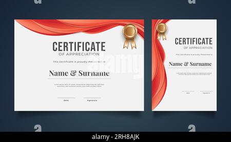 Elegant Certificate Template with Wavy Paper Cut Stock Vector