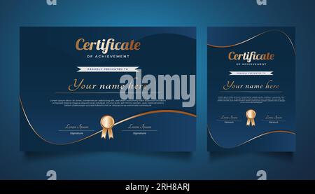 Elegant Blue and Gold Certificate Template Stock Vector