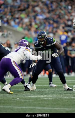 Seattle Seahawks offensive tackle Greg Eiland (75) walks on the field  during minicamp Tuesday, June 6, 2023, at the NFL football team's  facilities in Renton, Wash. (AP Photo/Lindsey Wasson Stock Photo - Alamy