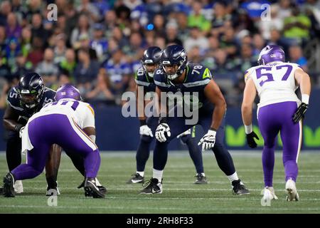 Seattle Seahawks offensive tackle Stone Forsythe (78) is seen during an NFL  preseason football game against the Dallas Cowboys, Friday, Aug. 26, 2022,  in Arlington, Texas. Dallas won 27-26. (AP Photo/Brandon Wade