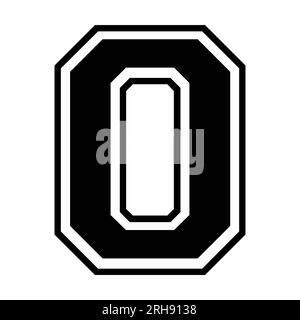 O letter college sports jersey font on white background. Isolated illustration. Stock Photo