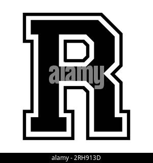 R letter college sports jersey font on white background. Isolated illustration. Stock Photo