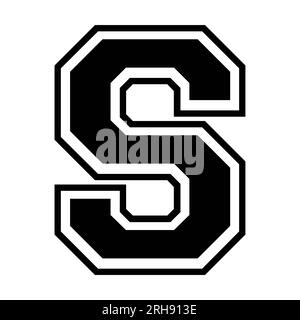 S letter college sports jersey font on white background. Isolated illustration. Stock Photo