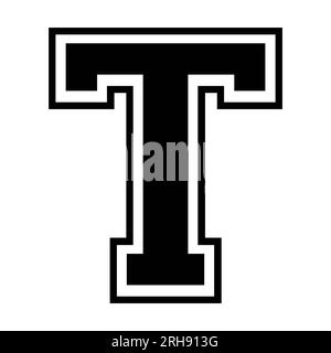 T letter college sports jersey font on white background. Isolated illustration. Stock Photo