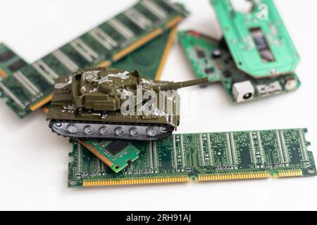 Concept: a new war is going on in the field of computer technology. Stock Photo