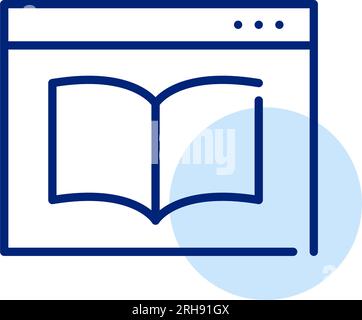 Open book in a web browser. Electronic library online. Pixel perfect icon Stock Vector