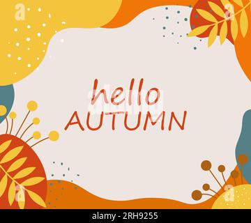 Hello autumn. Abstract autumn background with text.Design elements. Vector Stock Vector