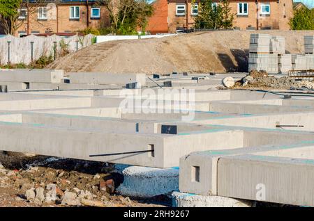 Building foundation for a new house on the construction site Stock Photo