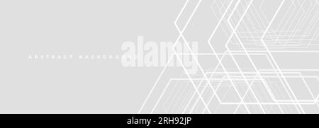 Abstract wide white and gray hexagonal technology design of decoration ...