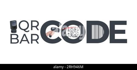 Scan codes realistic composition with editable text qr and barcode with scanner devices and laser rays vector illustration Stock Vector