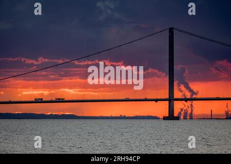 Humber Bridge; Sunset; Lincolnshire; UK Stock Photo