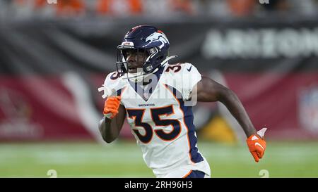 Denver Broncos cornerback Ja'Quan McMillian (35) looks on against the  Minnesota Vikings during an NFL preseason football game, Saturday, Aug. 27,  2022, in Denver. (AP Photo/Jack Dempsey Stock Photo - Alamy