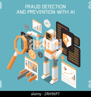 Artificial intelligence fraud detection concept. Robot detective ...