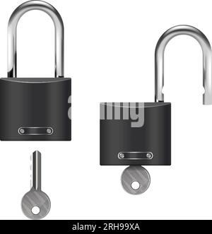 Open And Closed Locks Vector Illustration Black Icons isolated on white ...